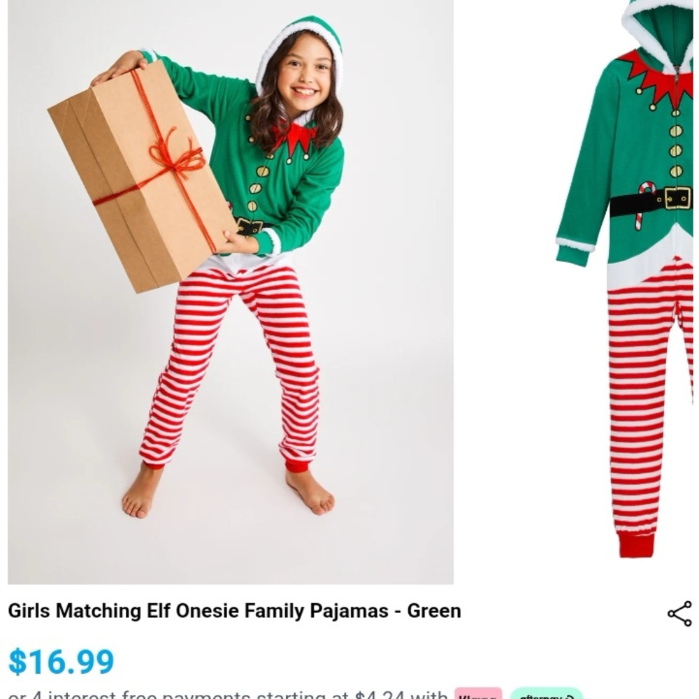Green and Red Elf Onesie Pajamas